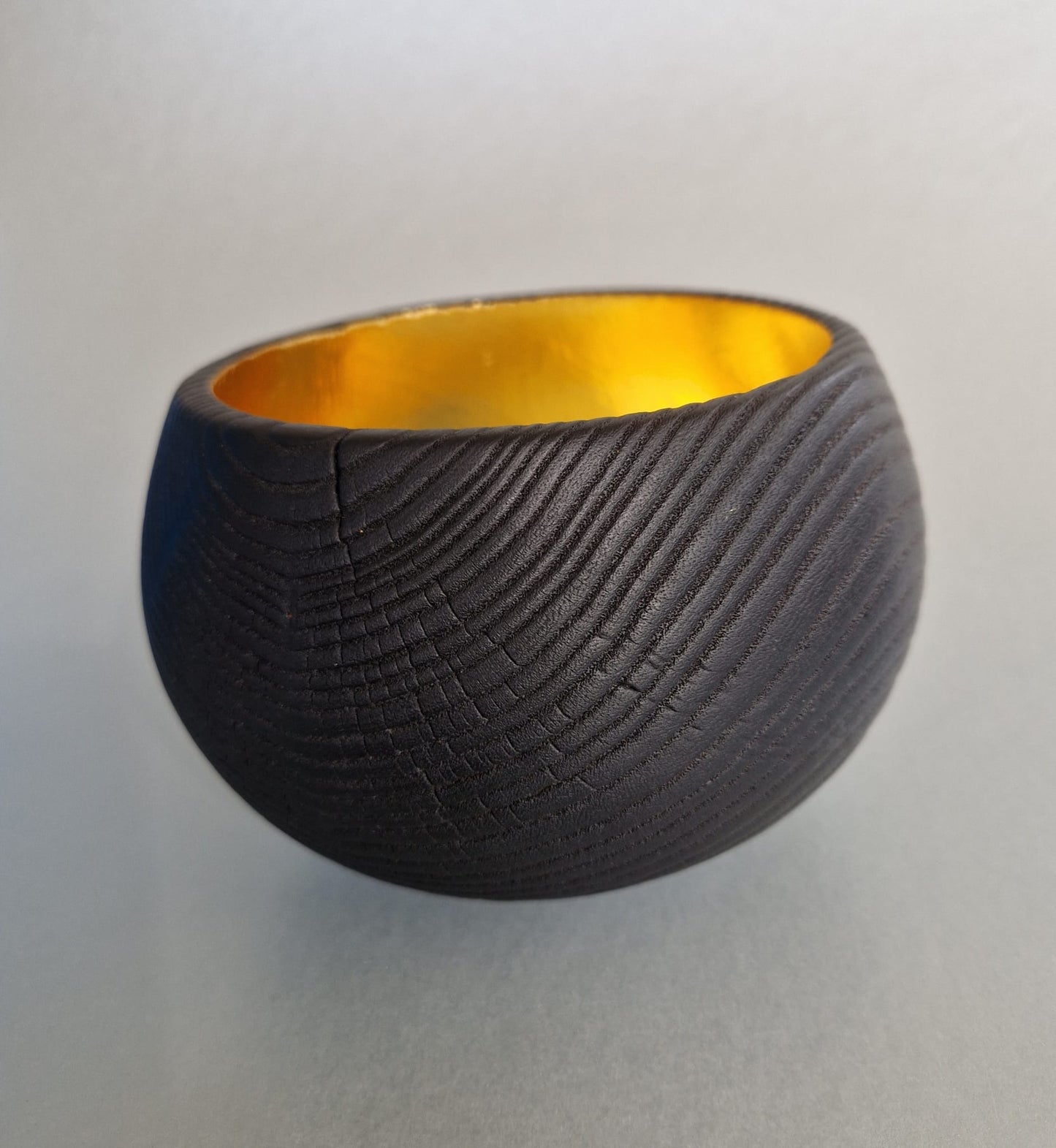 Scorched Ash Bowl guilded with 24ct Gold Leaf