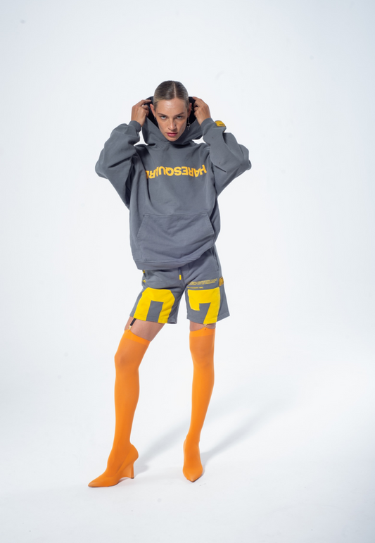 Haresquare - Branded Hoodie in Steel Grey