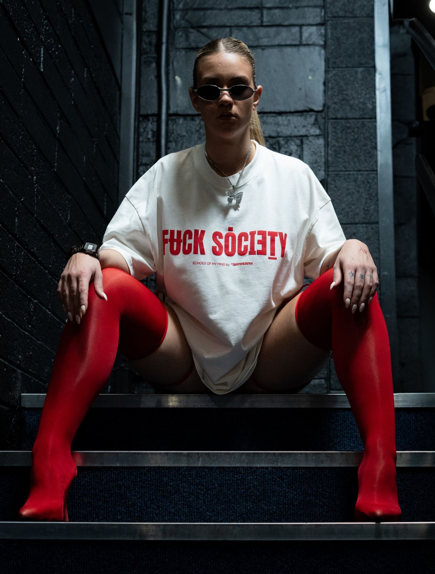 Haresquare - Fuck Society T-Shirt in White
