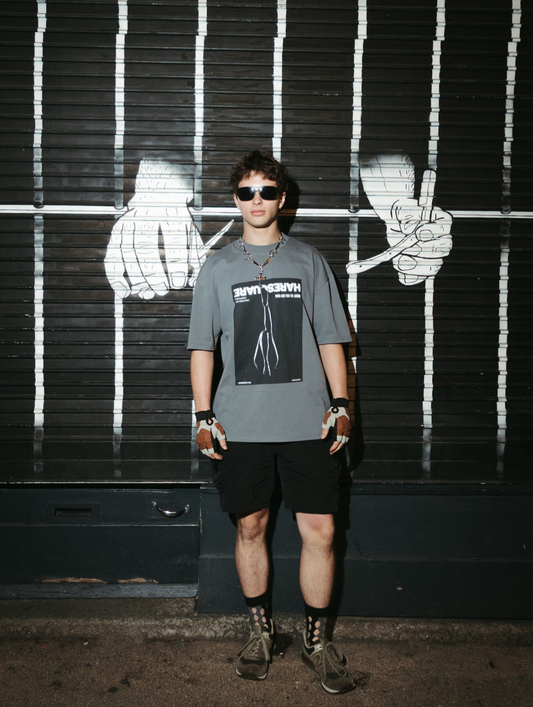 Haresquare - Judgement Free T-Shirt in Steel Grey
