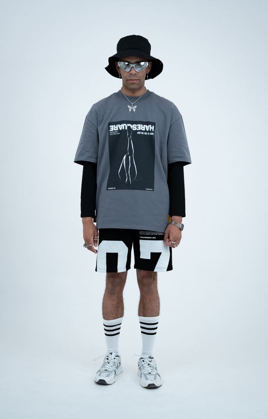 Haresquare - Judgement Free T-Shirt in Steel Grey