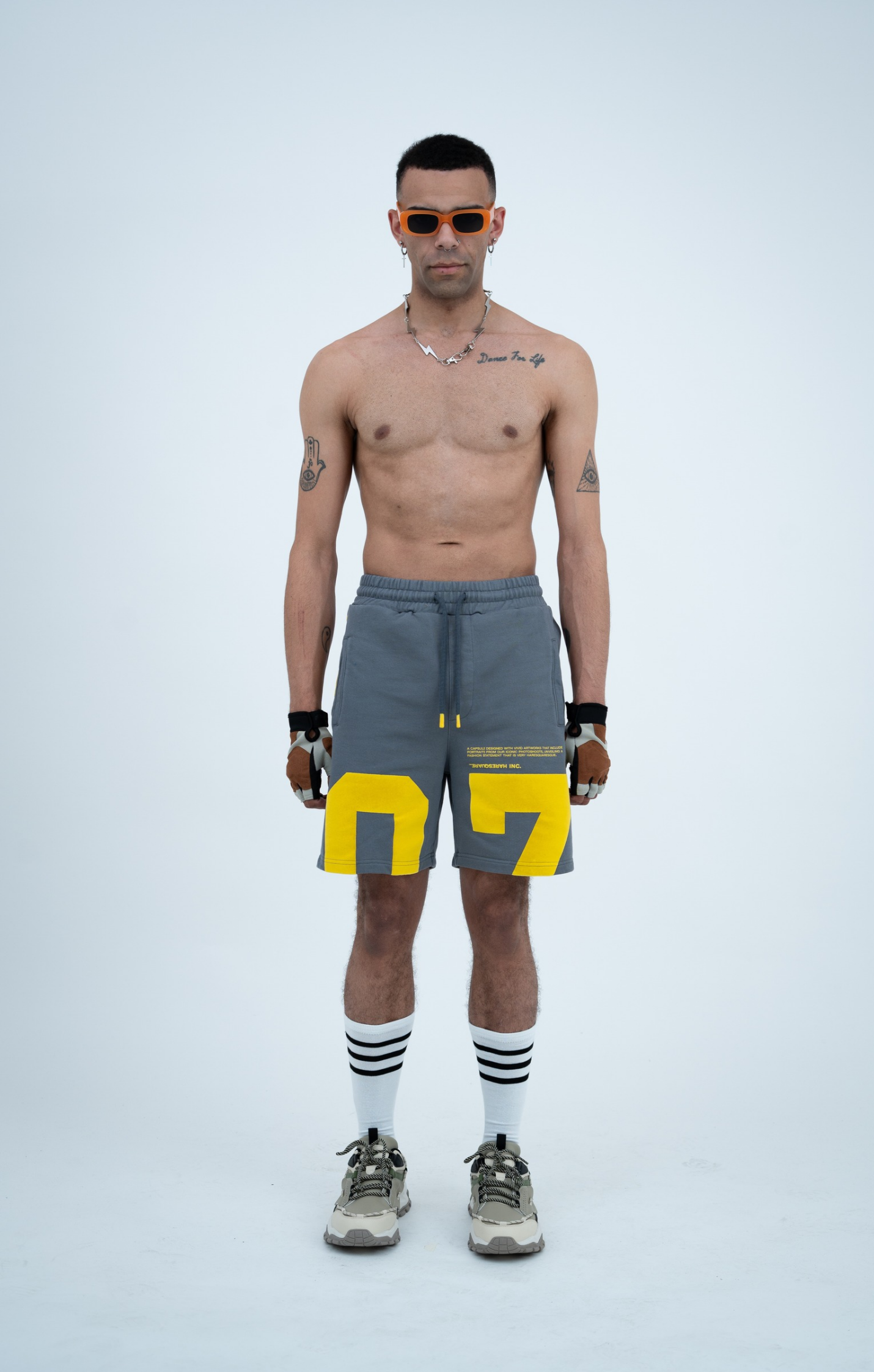 Haresquare - Numeric Fieldplay Shorts in Steel Grey