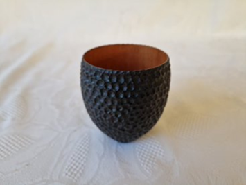 Cherry vessel, textured, ebonised with oil finish