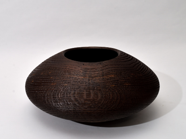 Irish Oak, hollow form vessel, sandblasted, fumed with oil finish