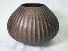 Irish Oak, hollow form vessel, fluted, fumed & finished with oil